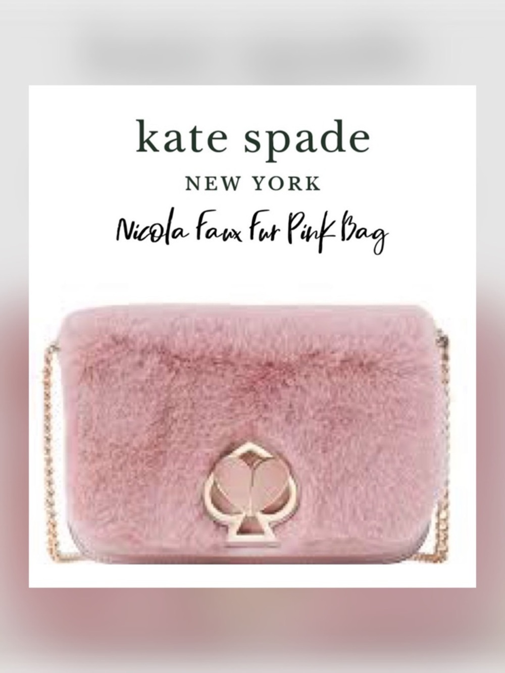 Kate Spade Nicola Faux Fur Winter Pink Twistlock Chain Wallet Barbie Barbiecore